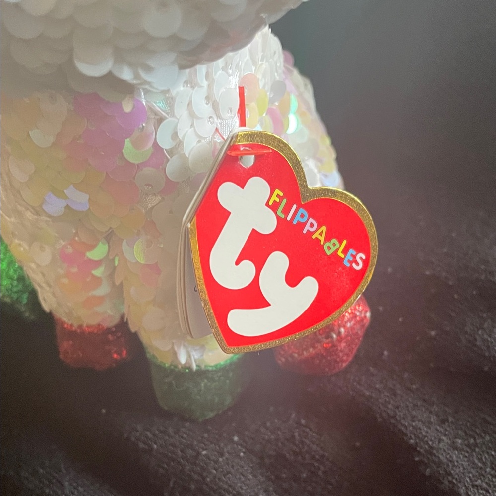 2019 Ty Sequin Unicorn Plush with Gold, Green, and Red Accents - Picture 2 of 7